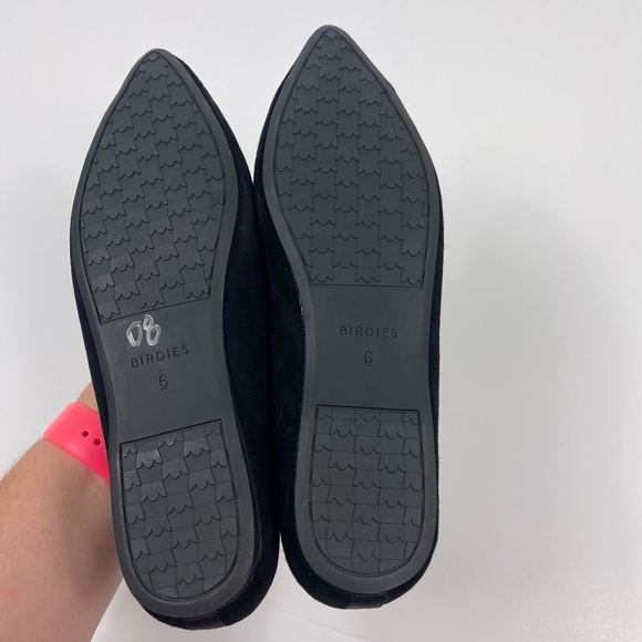 BIRDIES The Goldfinch Black Pointed Flats Shoe Suede Womens 6 Slip On Non Slip - Picture 5 of 8